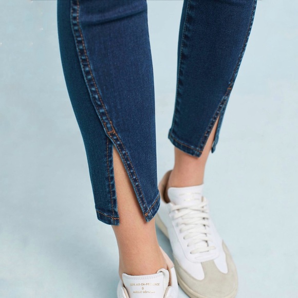 Pilcro And The Letterpress Mid-Rise Skinny Jeans Woman’s Size 30 Blue Slit Hem - Picture 10 of 16